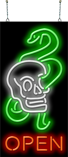Open with Skull & Snake Neon Sign