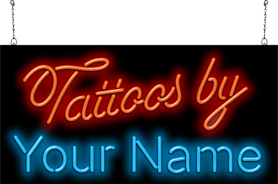 Tattoos by with Custom Name Neon Sign