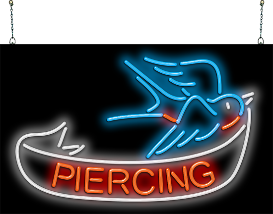 Piercing with Bird Neon Sign