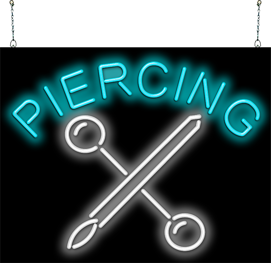 Piercing with Graphic Neon Sign