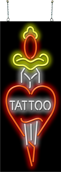 Tattoo with Knife & Heart Neon Sign