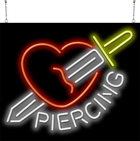 Piercing with Heart and Knife Neon Sign