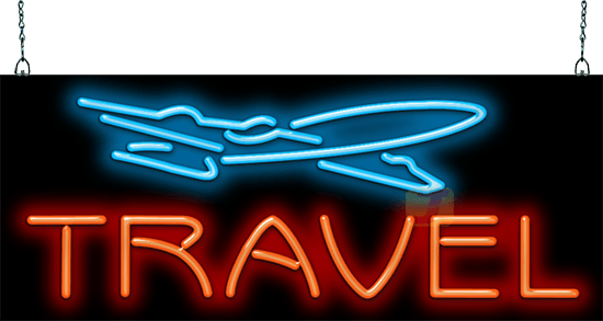 Travel with Plane Neon Sign