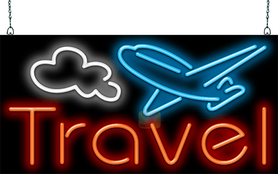 Travel with Airplane Neon Sign