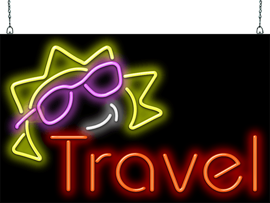 Travel Neon Sign with Sunshine