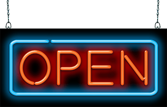 Open Neon Sign - Red & Blue