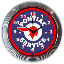 GM Pontiac Service Neon Clock