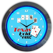 Poker Texas Hold 'Em Neon Clock