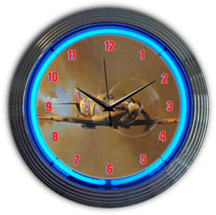 Spit Fire WWII Airplane Neon Clock