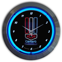 Camaro Red, White & Blue Neon Clock