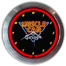 Muscle Car Garage Neon Clock