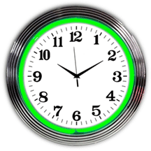 Standard Chrome Green Neon Clock