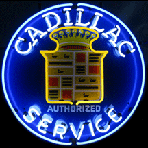 Cadillac Service with Silkscreened Backing Neon Sign