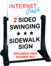 Sidewalk Swinger Sign with Internet Cafe HEADER