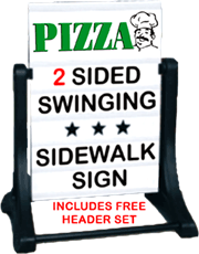 Sidewalk Swinger Sign with Pizza HEADER