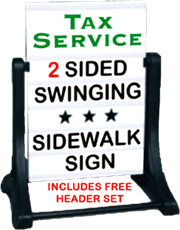 Sidewalk Swinger Sign with Tax Service HEADER